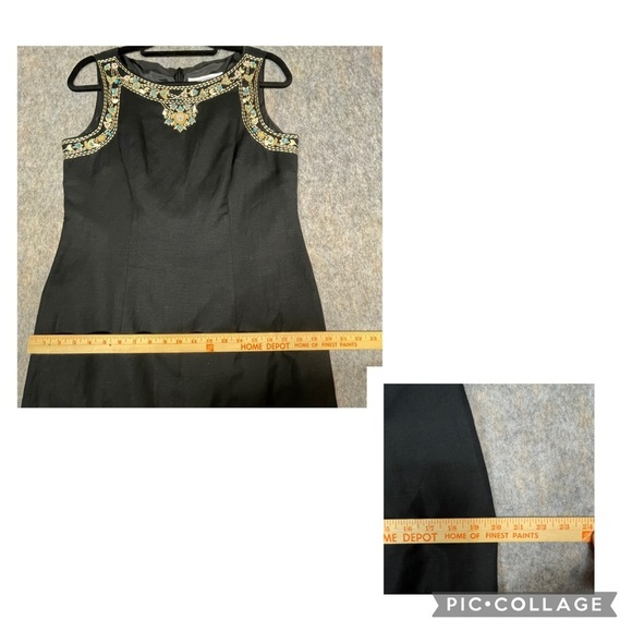 Jessica Howard Black Linen Blend Beaded Embroidered Sleeveless Summer Dress - 10 - Picture 14 of 15